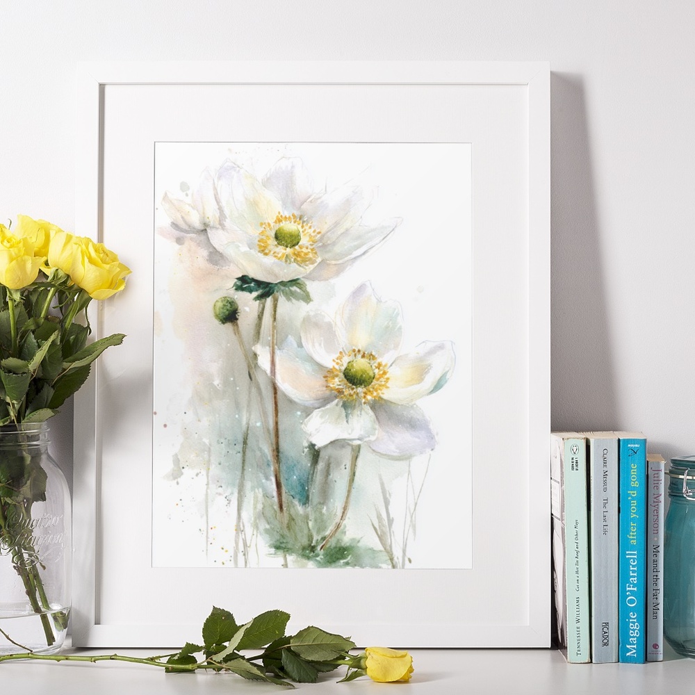 Watercolor Anemone Flowers Wall Art Illustration Print Poster Unframed - Picture 7 of 9